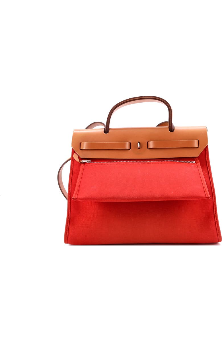 Pre-Owned Hermes Herbag Zip Leather and Toile 31, Alternate, color, Rouge Tomate