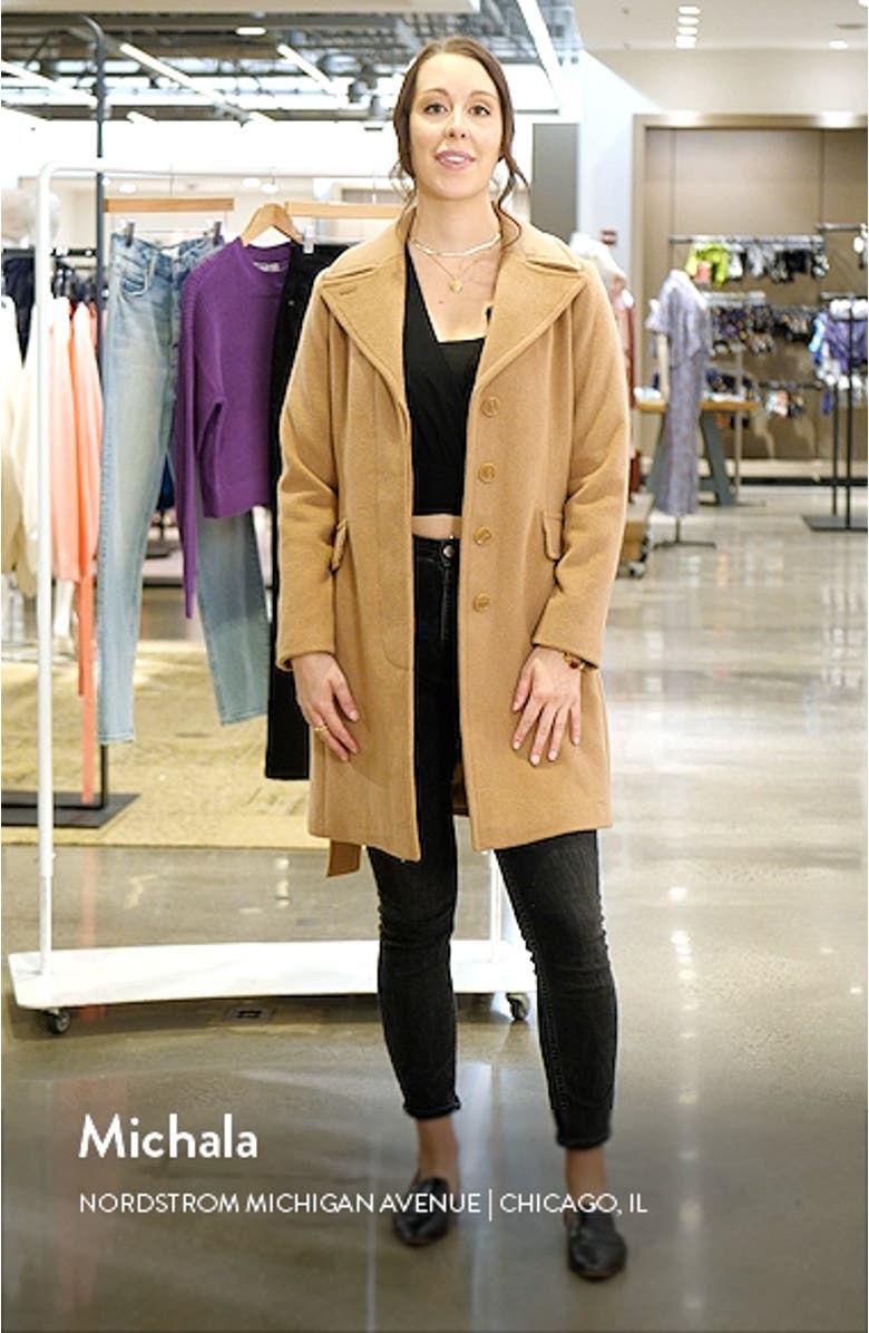 belted wool blend coat, sales video thumbnail