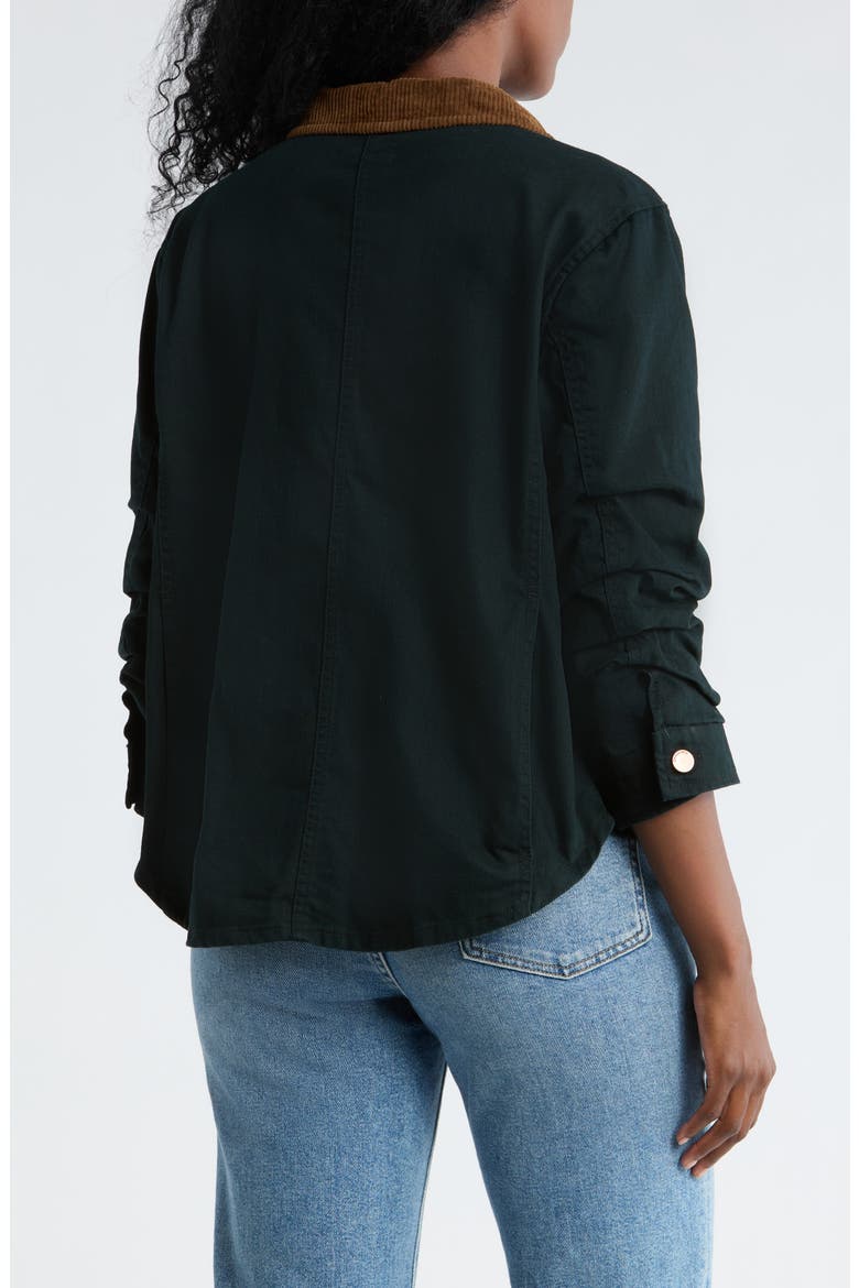 Ruched Sleeve Cotton Shirt Jacket, Alternate, color, BLACK