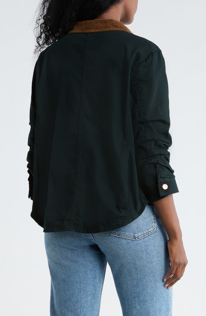 Democracy Ruched Sleeve Cotton Shirt Jacket, Alternate, color, Black