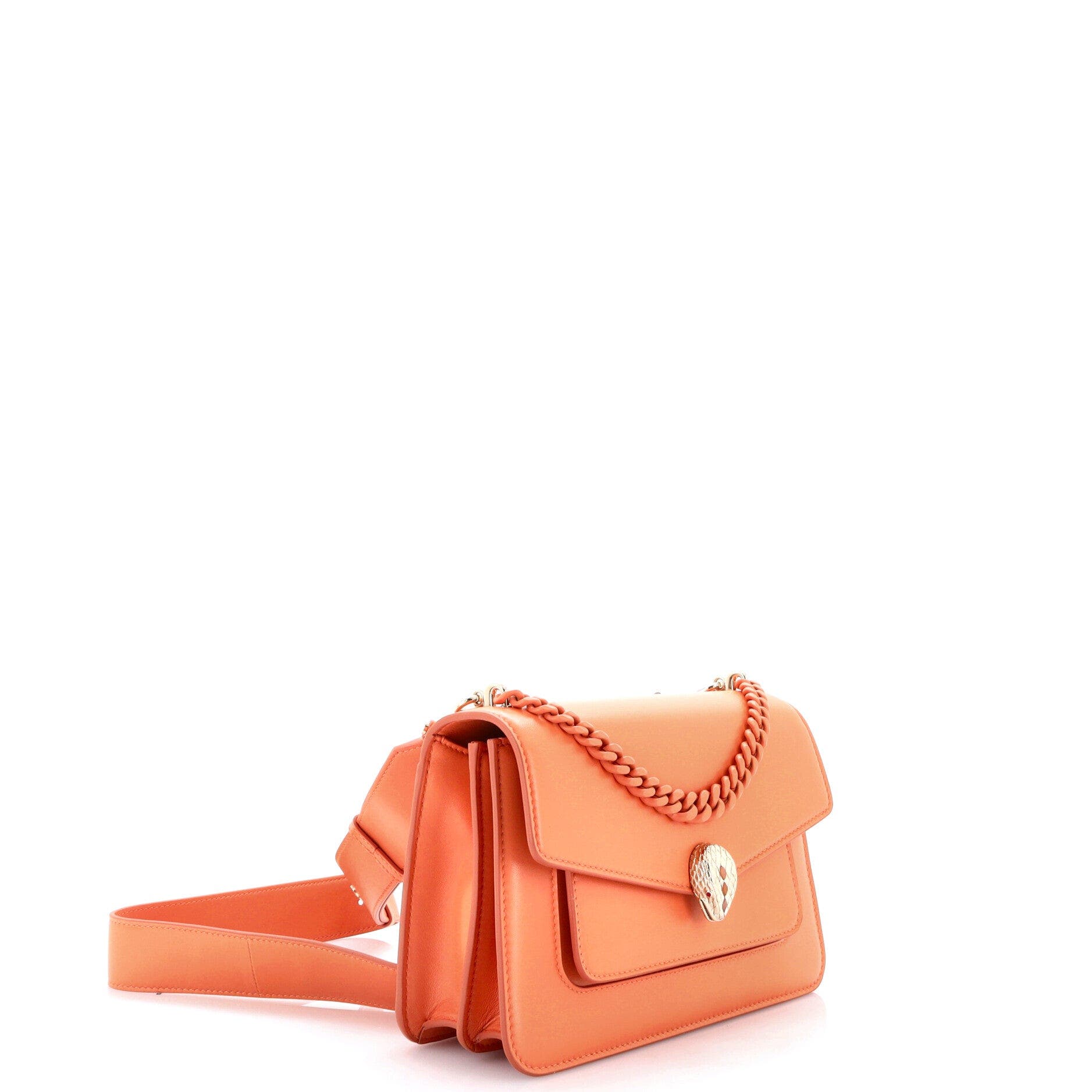 Serpenti Forever Maxi Chain Crossbody Bag Leather Small, Alternate, color, Orange
