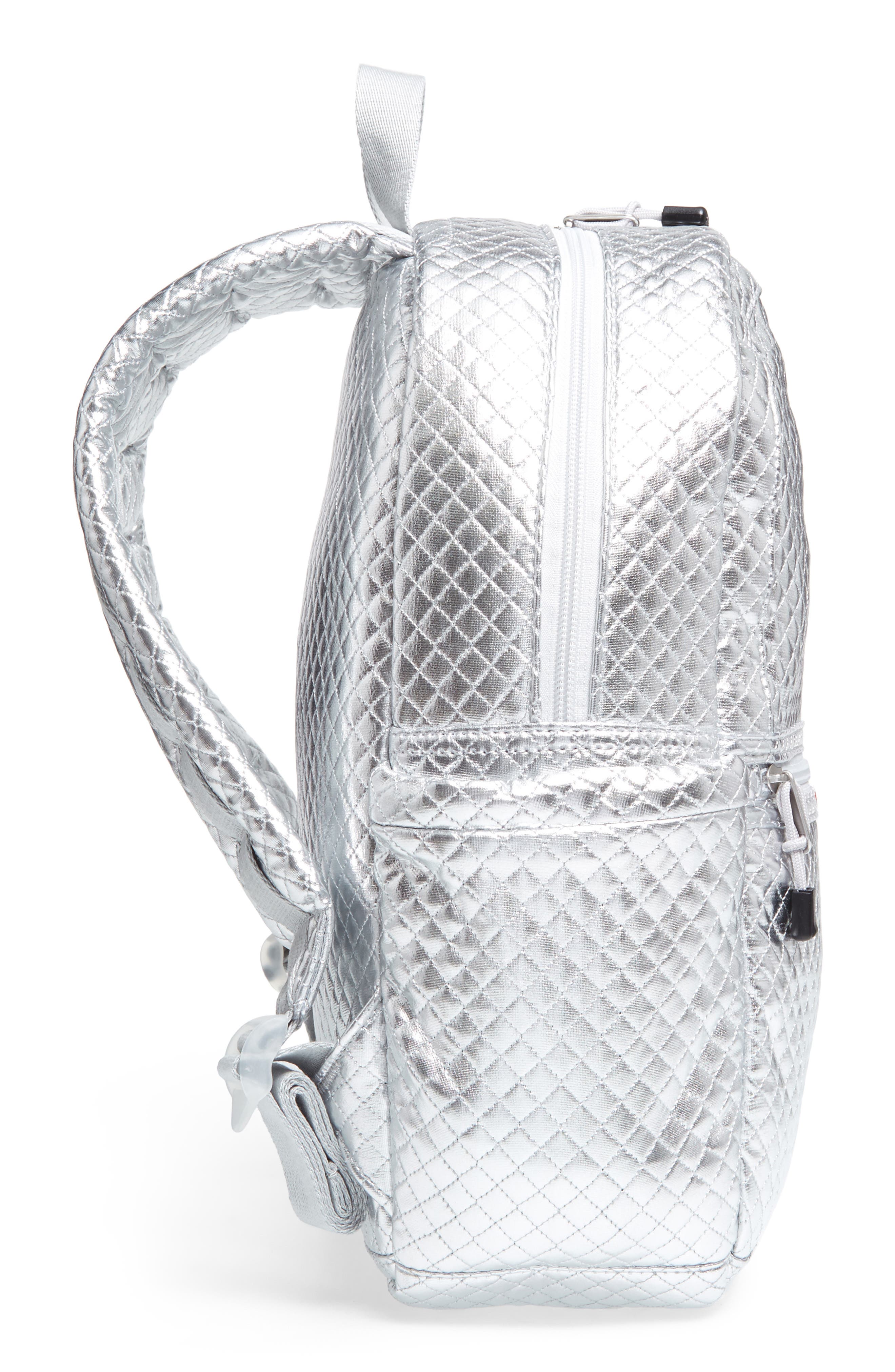 Quilted Metallic Kane Backpack, Alternate, color, SILVER QUILT
