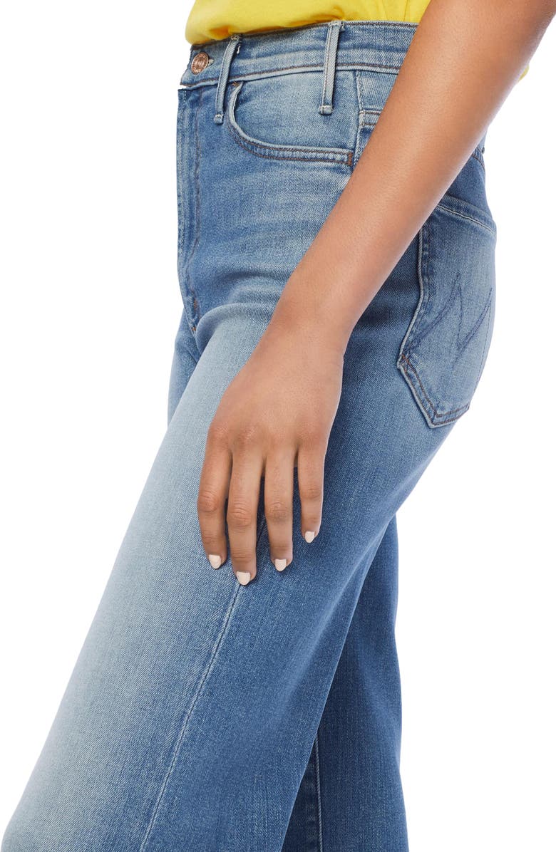 MOTHER The Hustler Sidewinder High Waist Slit Hem Bootcut Jeans, Alternate, color, 