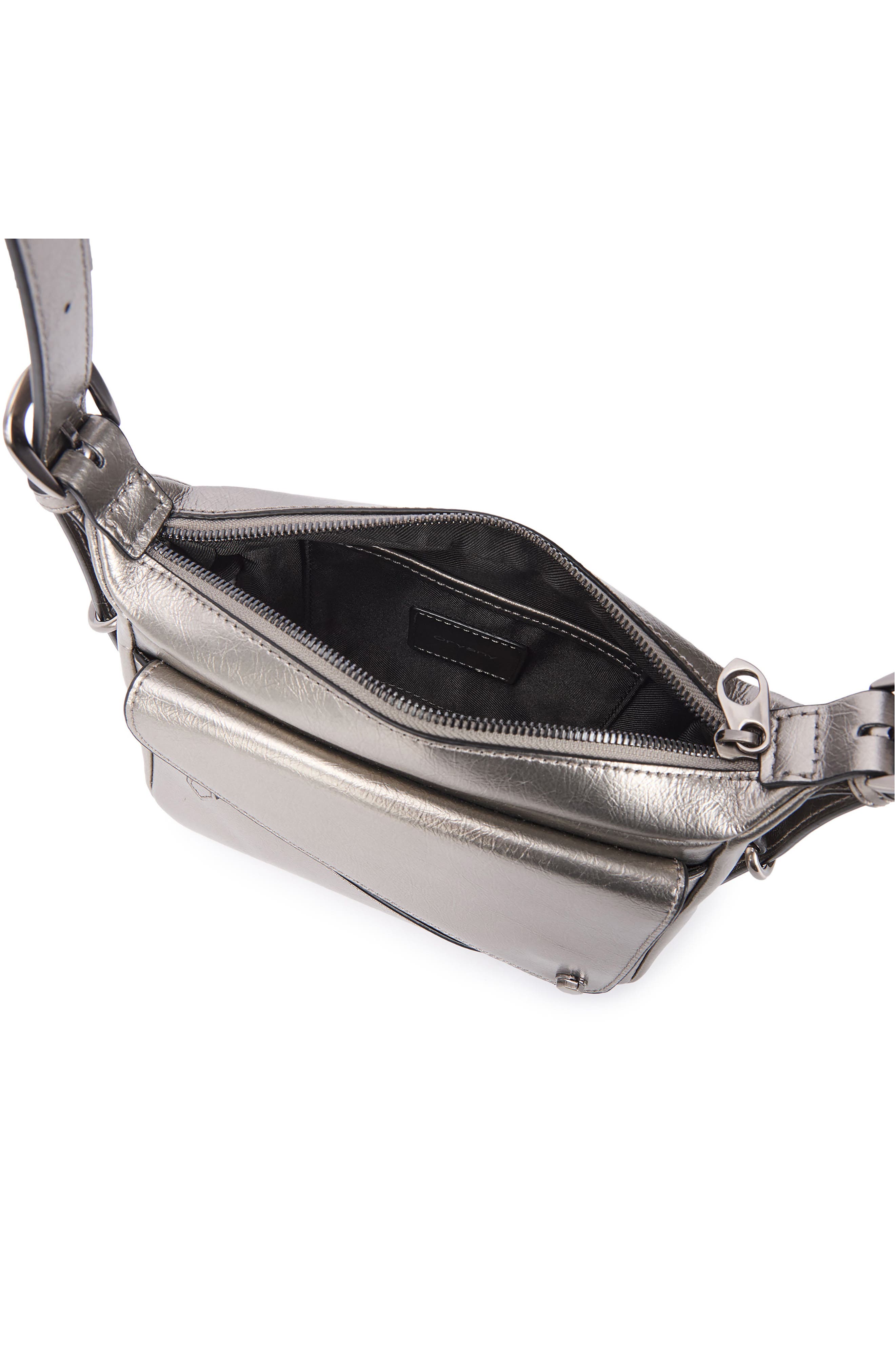 Oryany Moto Leather Crossbody Bag, Alternate, color, Pewter