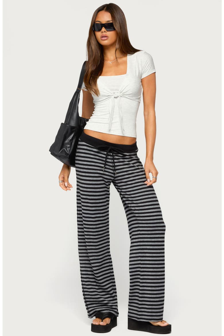 Tarla Striped Knit Pants, Alternate, color, GRAY-MELANGE-AND-BLACK
