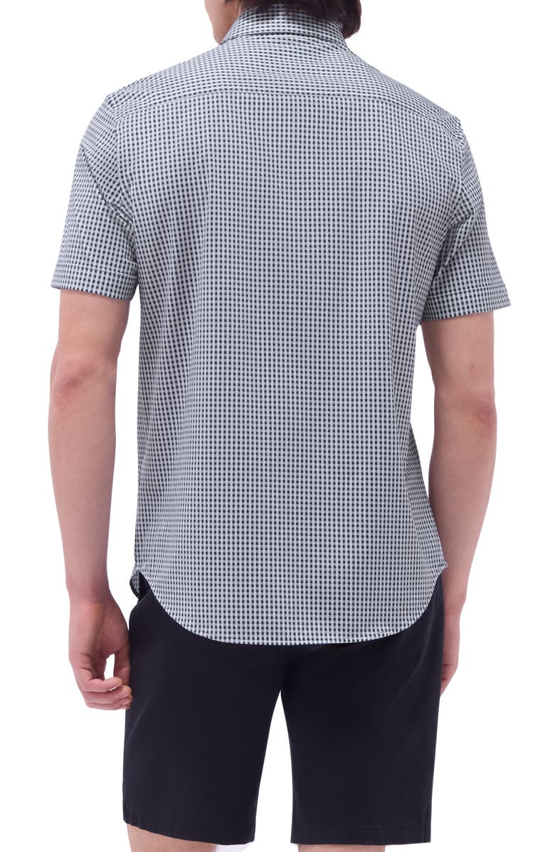 Bugatchi Miles OoohCotton<sup>®</sup> Gingham Short Sleeve Button-Up Shirt, Alternate, color, Black