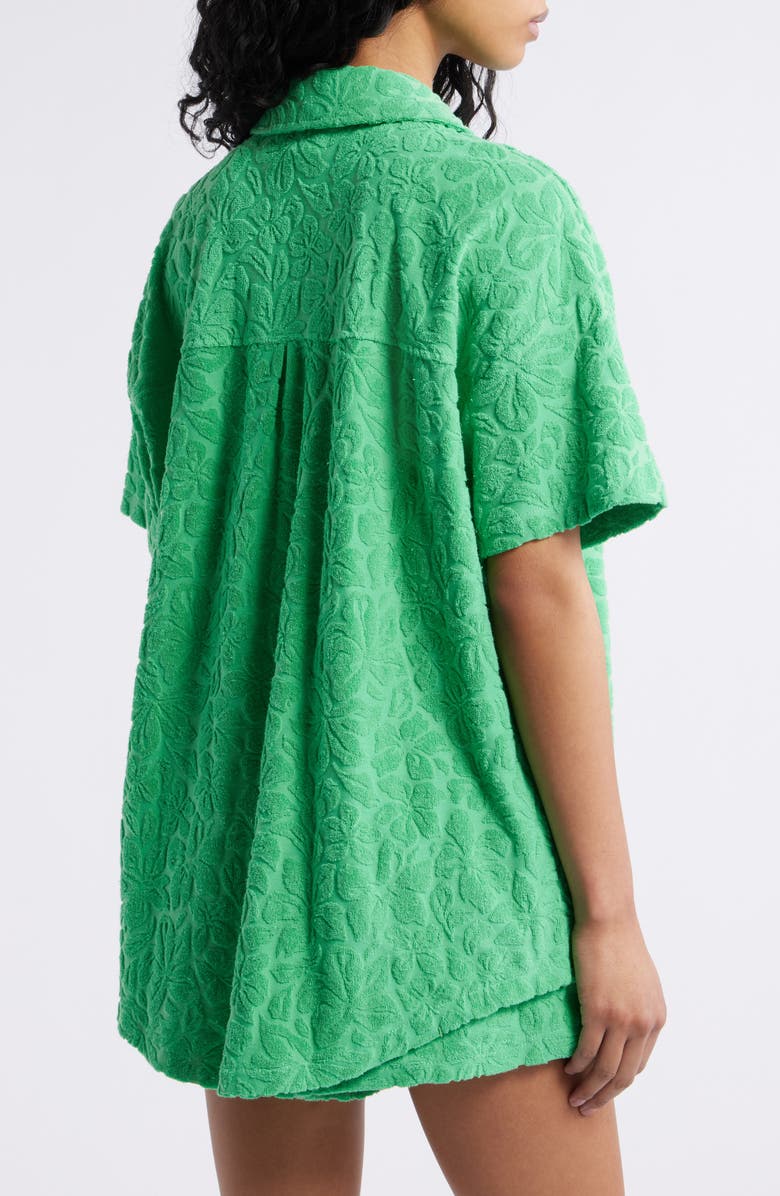 Rip Curl Las Dalias Short Sleeve Terry Button-Up Shirt, Alternate, color, Light Green