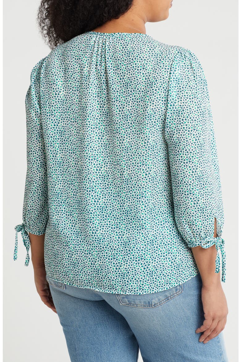 Dot V-Neck Long Sleeve Top, Alternate, color, GREEN