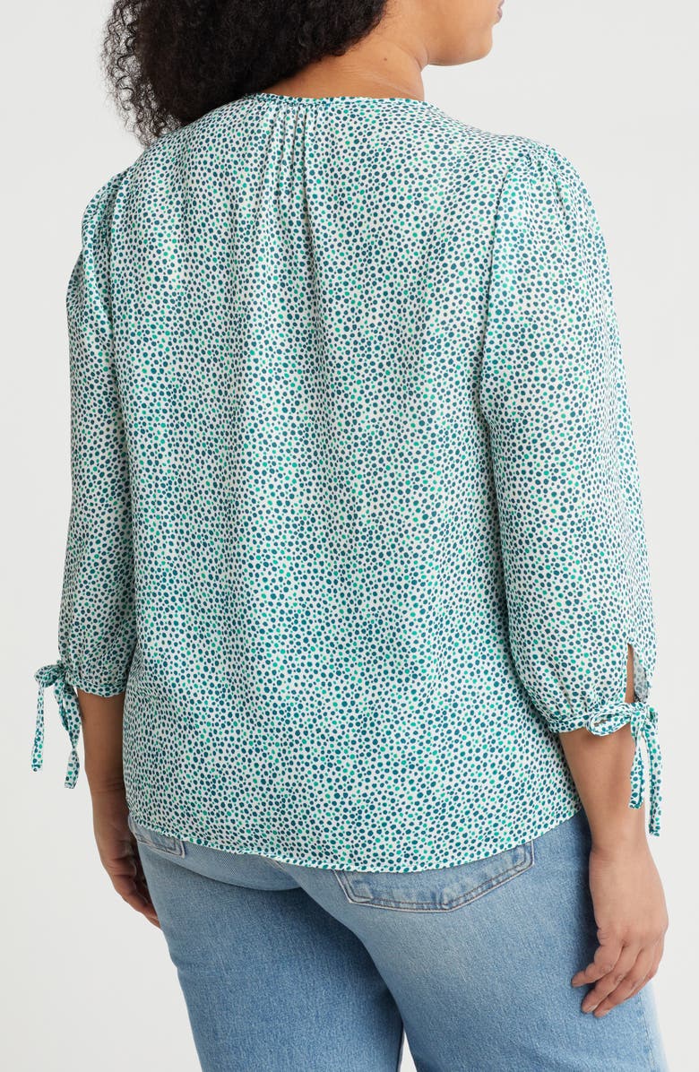 Renee C Dot V-Neck Long Sleeve Top, Alternate, color, Green