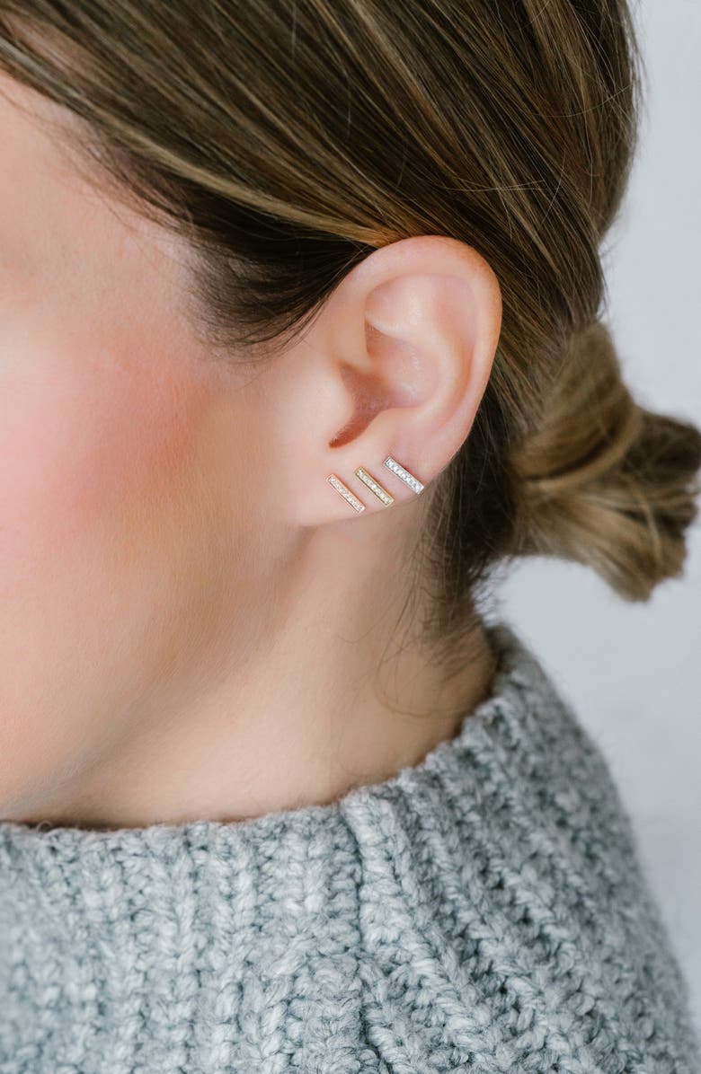 Dana Rebecca Designs Sylvie Rose Diamond Bar Stud Earrings, Alternate, color, White Gold