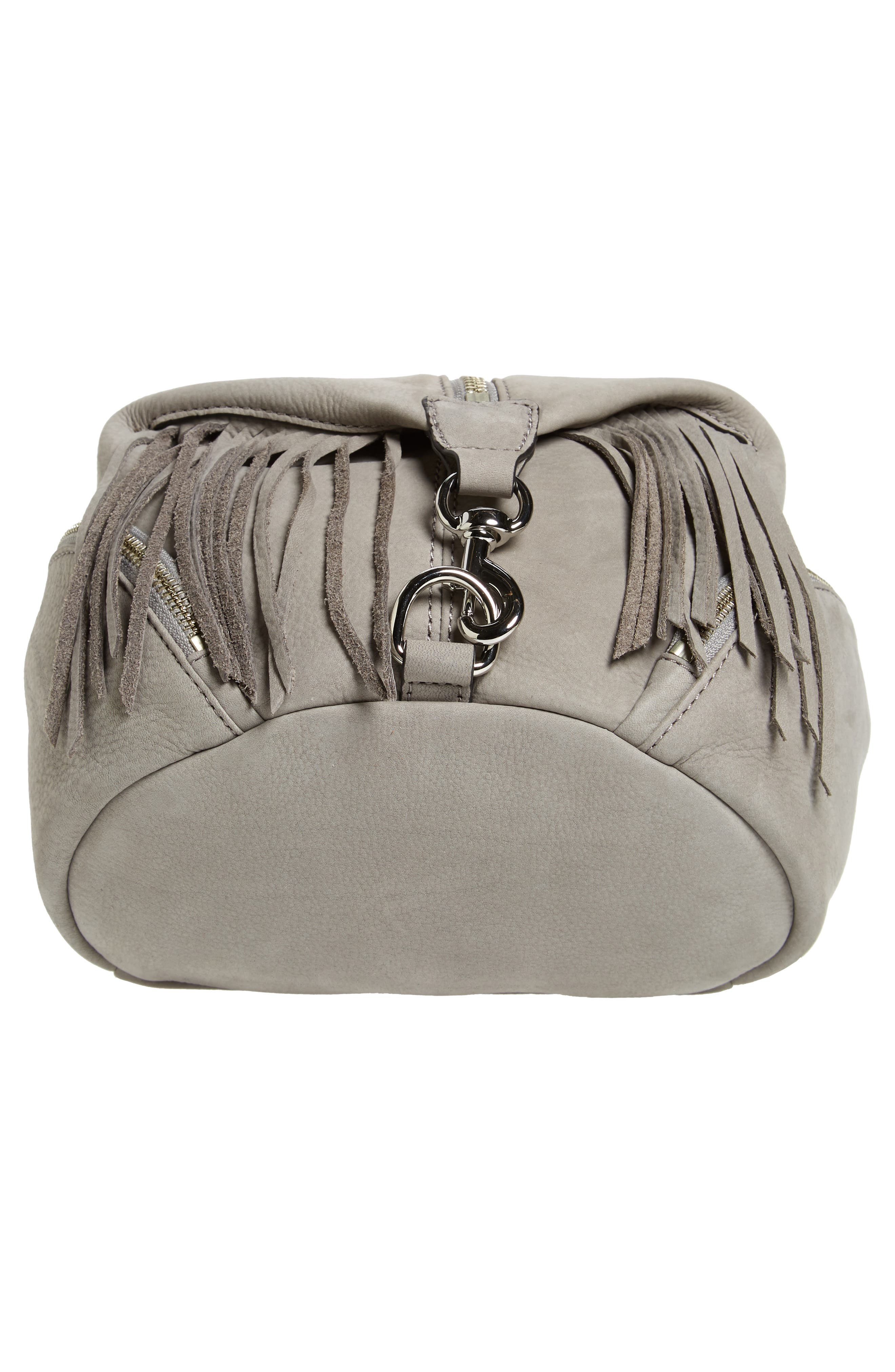 Julian Fringe Leather Backpack, Alternate, color, GREY
