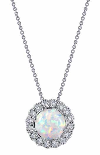 Lafonn Simulated Opal & Simulated Diamond Halo Pendant Necklace
