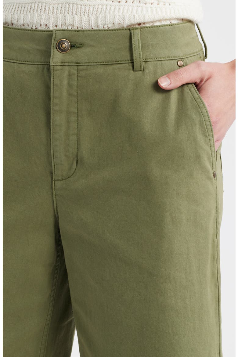 Wide Leg Cotton Stretch Twill Ankle Pants, Alternate, color, GREEN SORREL