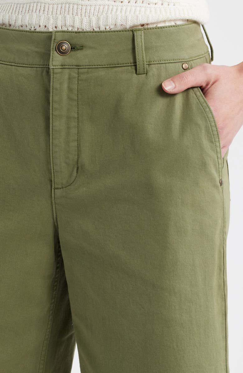 Caslon<sup>®</sup> Wide Leg Cotton Stretch Twill Ankle Pants, Alternate, color, Green Sorrel