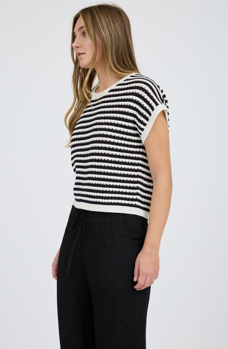 Blu Pepper Stripe Short Sleeve Sweater, Alternate, color,