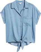 beachlunchlounge Romi Tie Front Denim Shirt