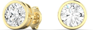 Everlee Round Bezel Lab Diamond Studs in 14K Gold