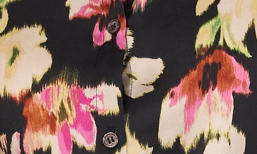 Vince Camuto Ruffle Cuff Satin Button-up Shirt In Black