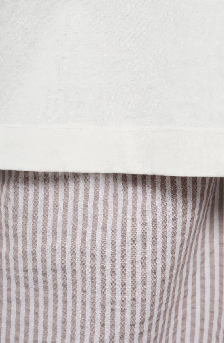 MANGO Cotton Seersucker Pajamas, Alternate, color, Medium Brown
