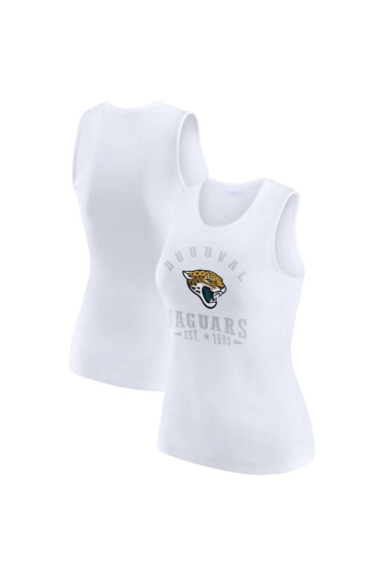 Women's WEAR by Erin Andrews  White Jacksonville Jaguars Ribbed Graphic Tank Top, Main, color, White