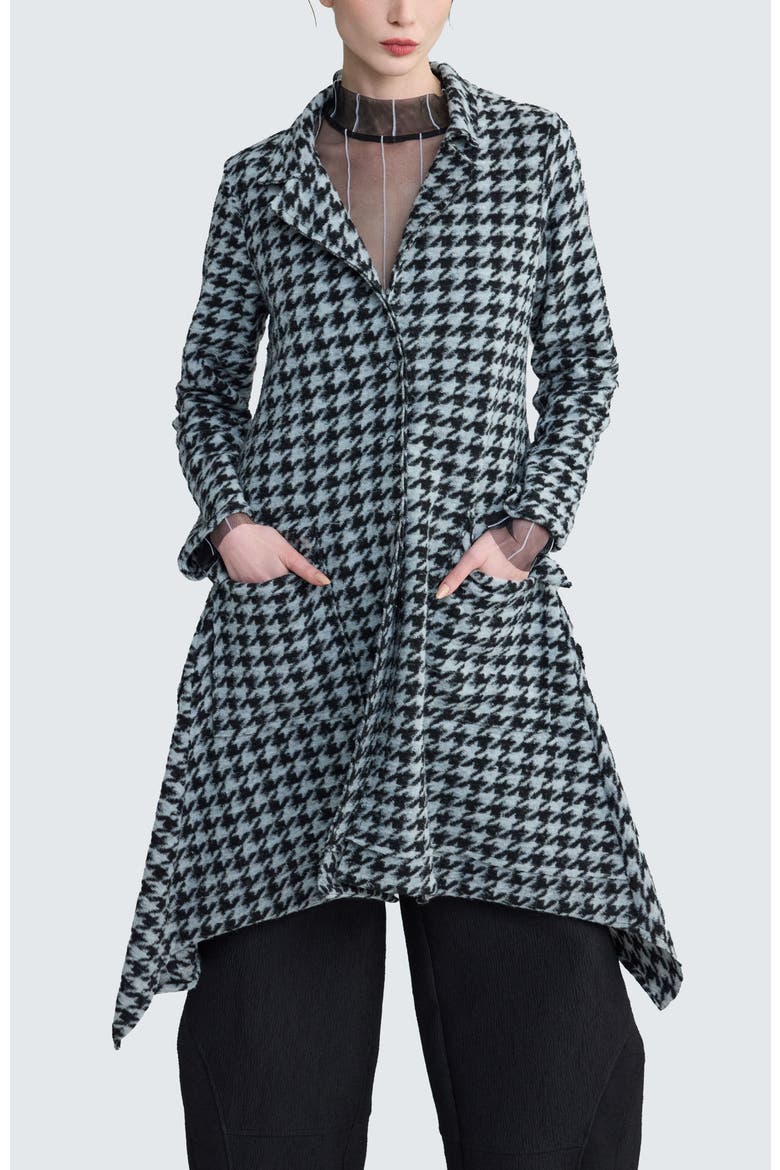 Zaria Houndstooth Long Jacket, Main, color, Monochrome Black