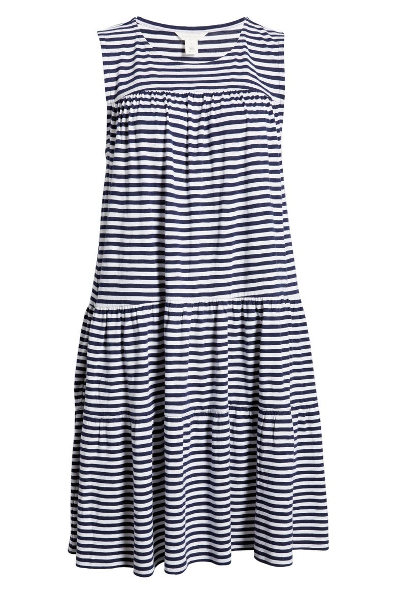 Tiered Jersey Shift Dress, Alternate, color, NAVY P- WHITE BROOKE STRIPE