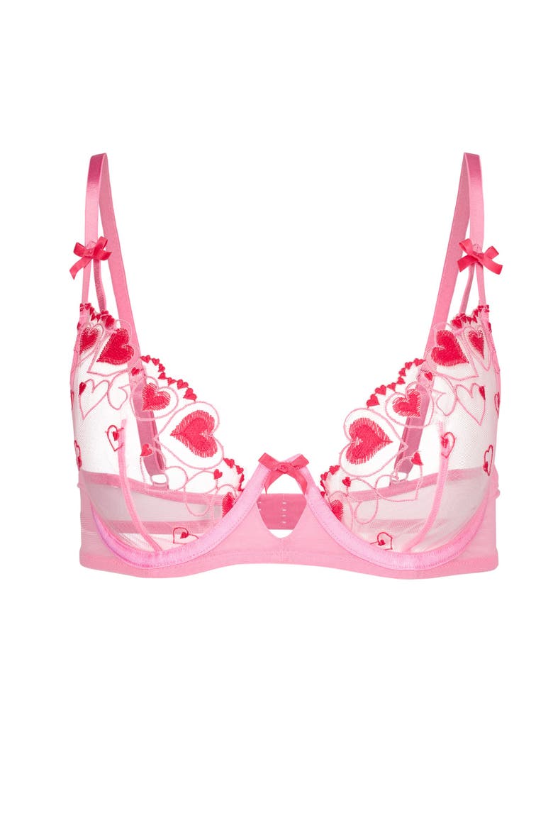 Esmay Unlined Plunge Bra, Alternate, color, Medium pink