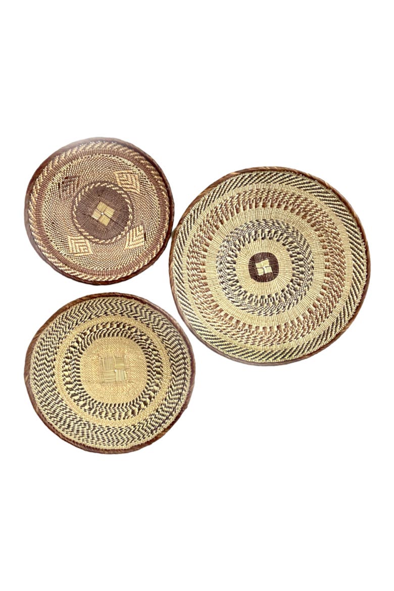 Tonga Wall Decor Basket - Set of 3, Main, color, Natural/Brown