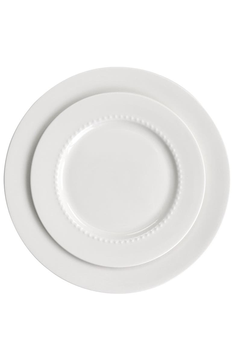 Gibson Elite Embossed Bone China 16 Piece Double Bowl Dinnerware Set, Alternate, color, White