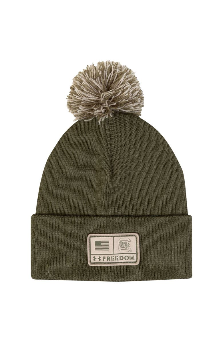 Under Armour Men's Under Armour  Green South Carolina Gamecocks Freedom Collection Cuffed Knit Hat with Pom, Main, color, 