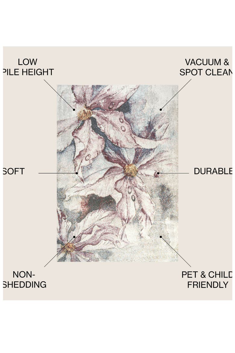 Giglio Modern Botanical Flower Area Rug, Alternate, color, Pink/Gray