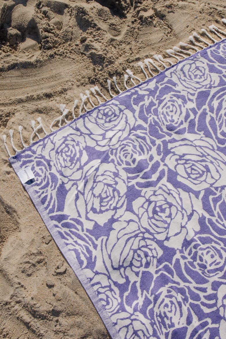 Rose Sand Resistant Organic Turkish Towel, Alternate, color, Purple