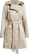 Sam Edelman Hooded Belted Double Breasted Trench Coat