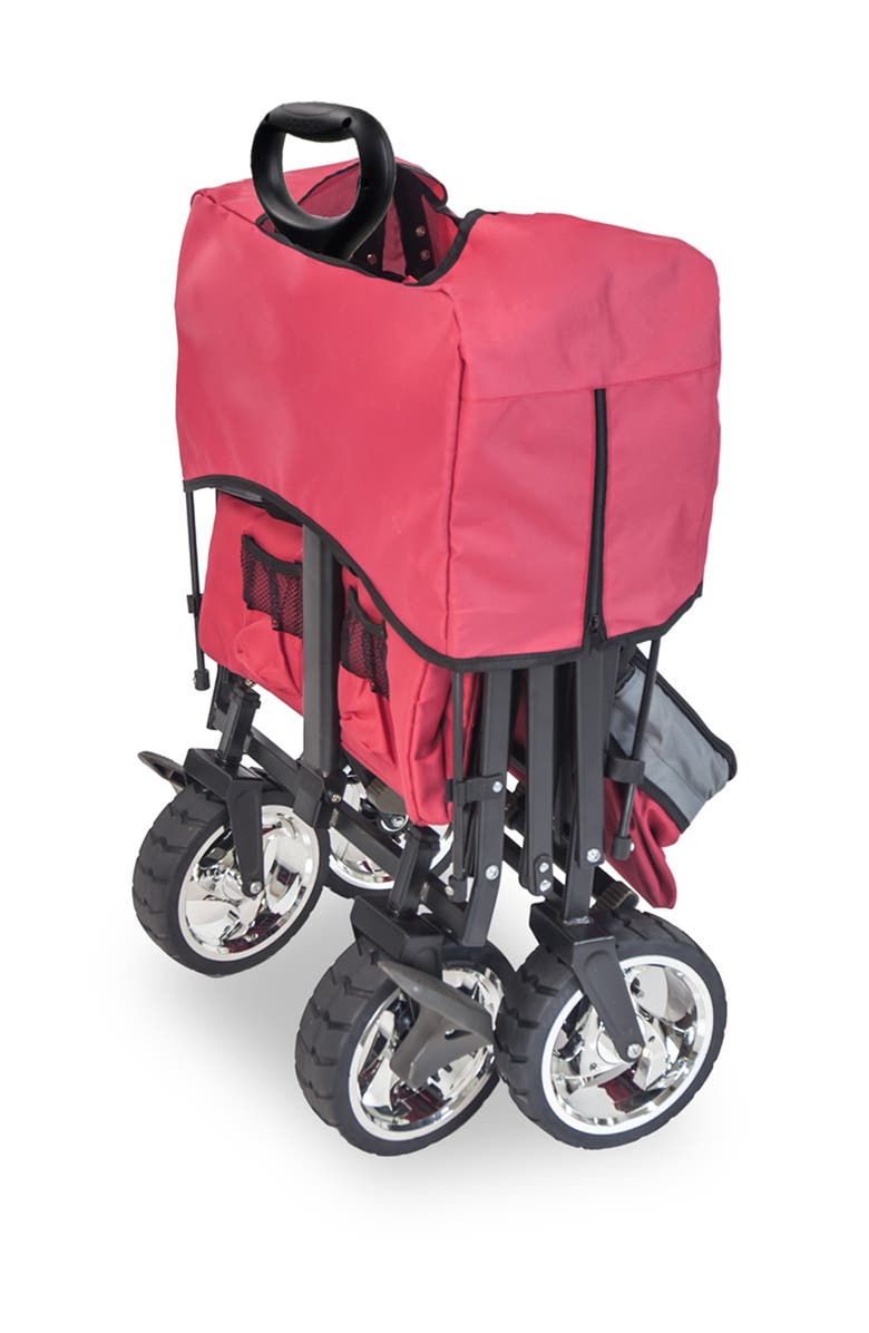 WonderFold Push & Pull Outdoor Folding Wagon with Canopy - Red, Alternate, color, Red