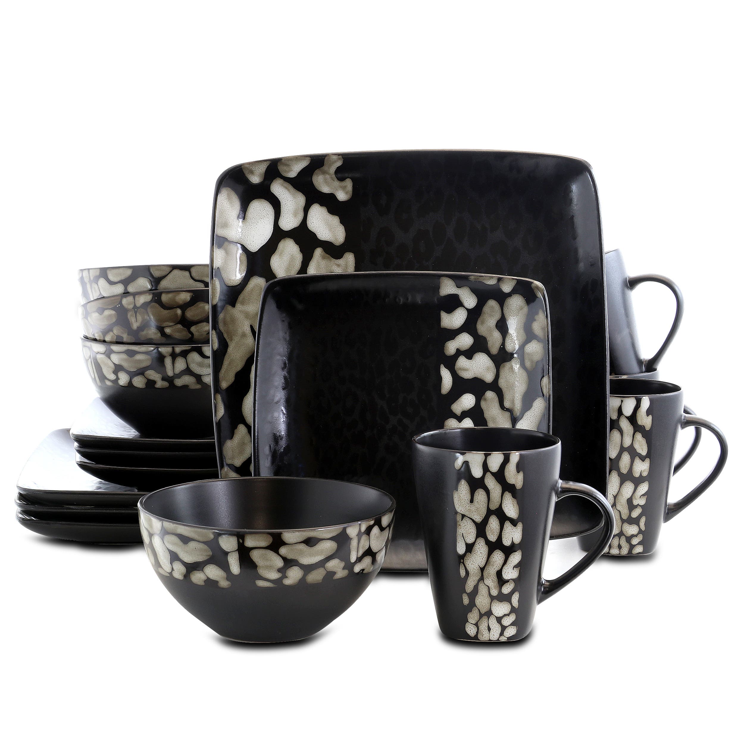 Elama Savannah 16 Piece Stoneware Dinnerware Set In Multi