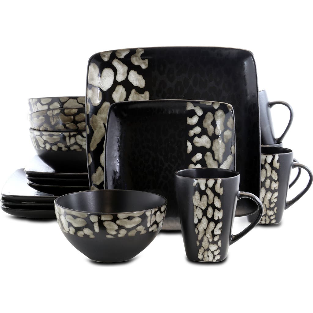 Elama Savannah 16 Piece Stoneware Dinnerware Set In Multi