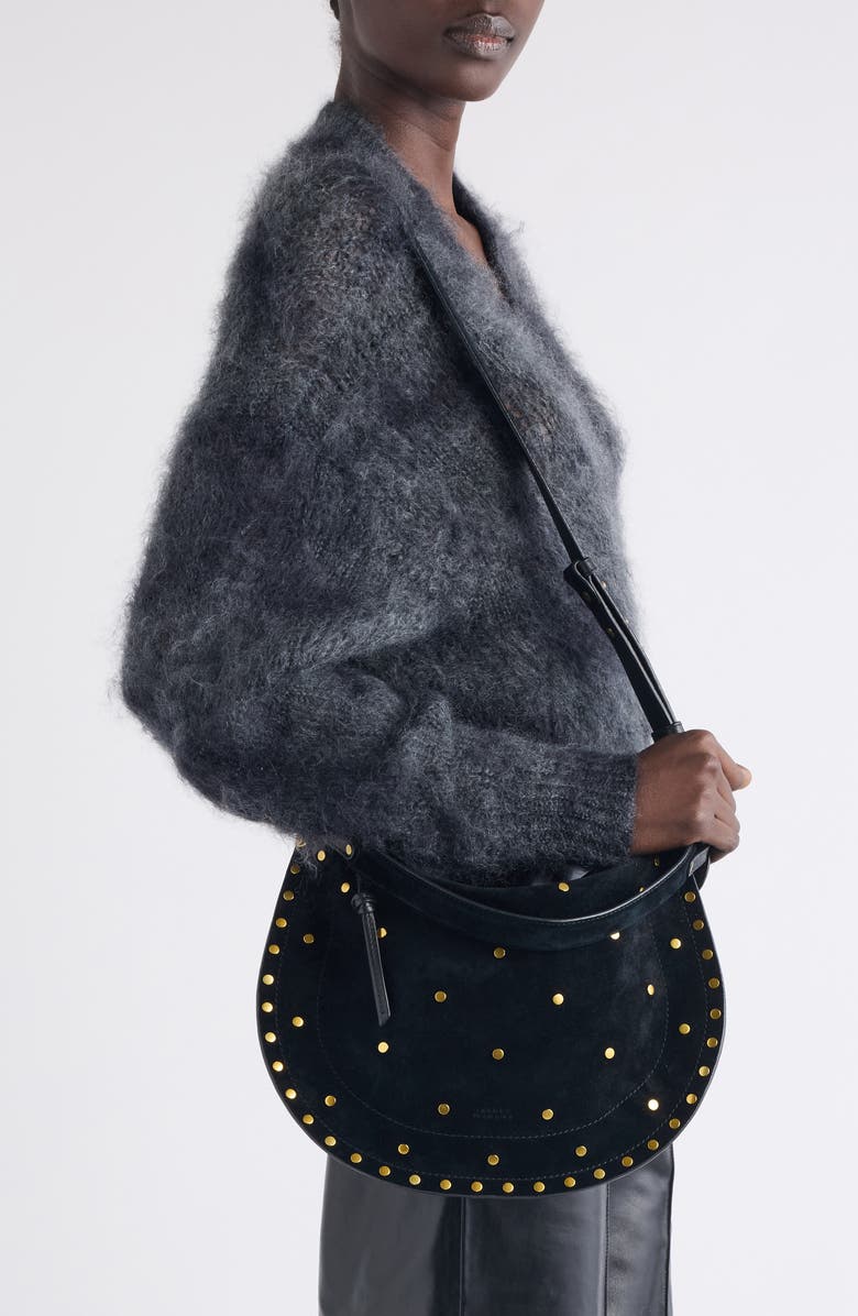 Isabel Marant Oskan Soft Zip Hobo Bag, Alternate, color, Black