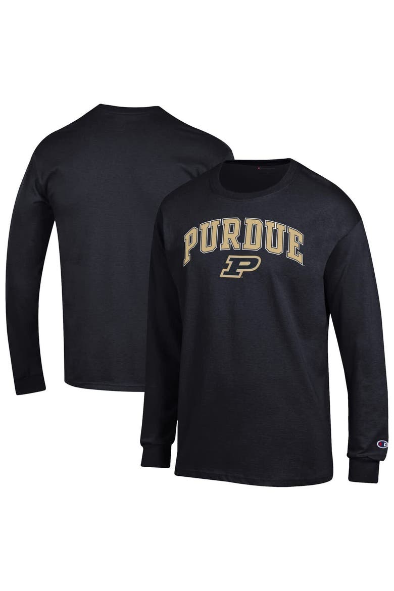 Men's Champion  Black Purdue Boilermakers Arch Over Logo Long Sleeve T-Shirt, Alternate, color, Black