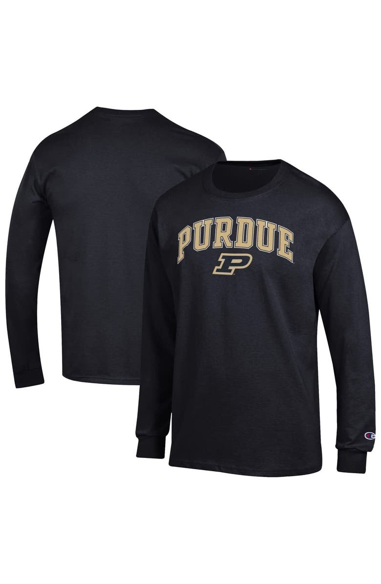 Champion Men's Champion Black Purdue Boilermakers Arch Over Logo Long Sleeve T-Shirt, Alternate, color, Black