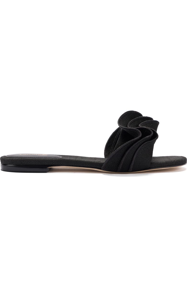 Larroudé Ivy Ruffle Raffia Slide Sandal, Alternate, color,