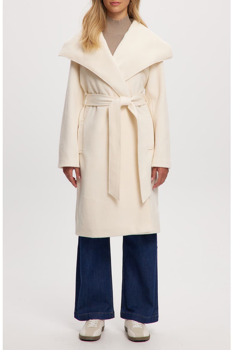 Lena Belted Wrap Coat, Main, color, OFF WHITE