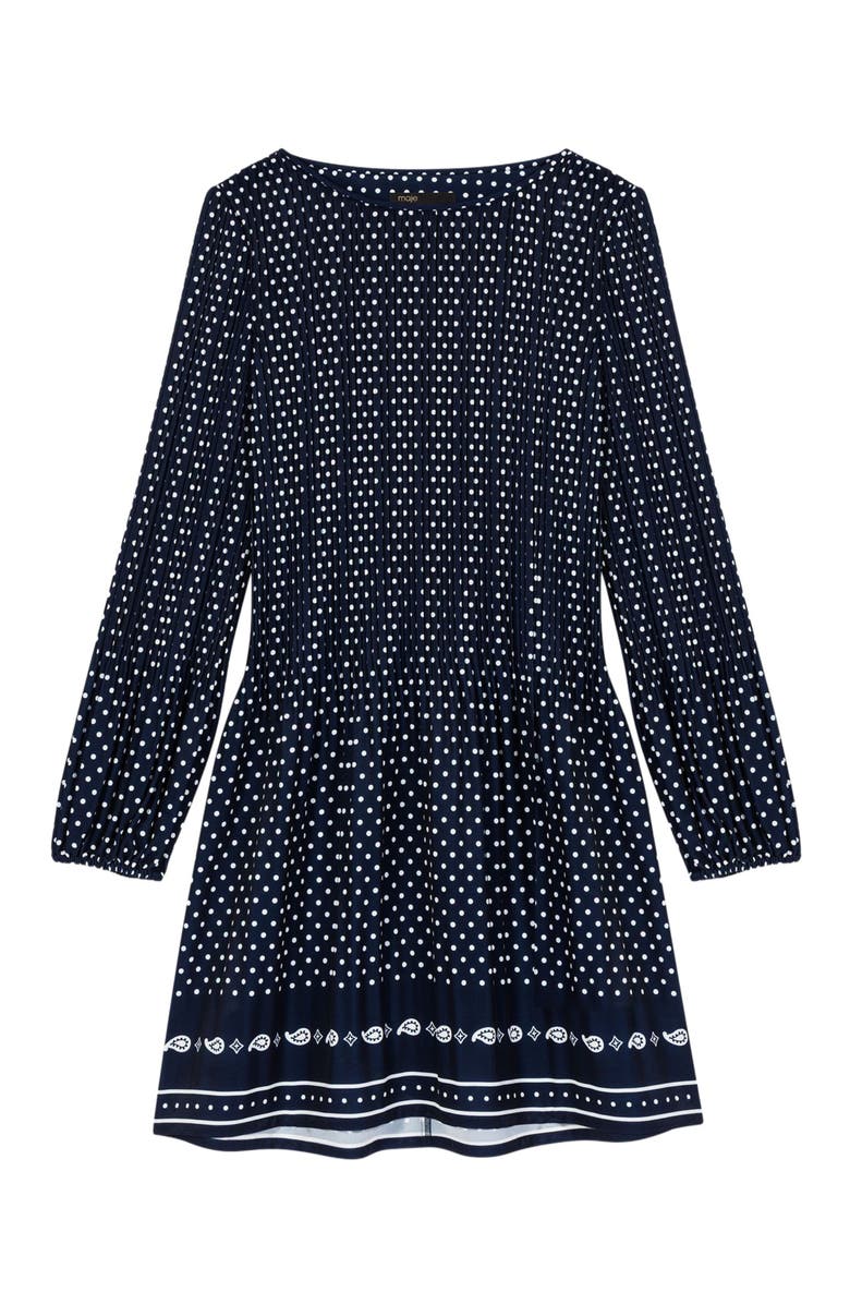 maje Patterned pleated dress, Alternate, color, Navy Dot Bandana Print
