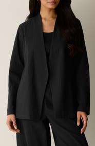Eileen Fisher High Collar Cutaway Jacket