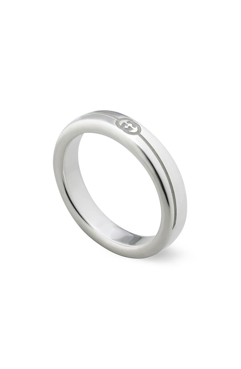 Gucci Interlocking-G Tag Sterling Silver Ring, Main, color, Silver