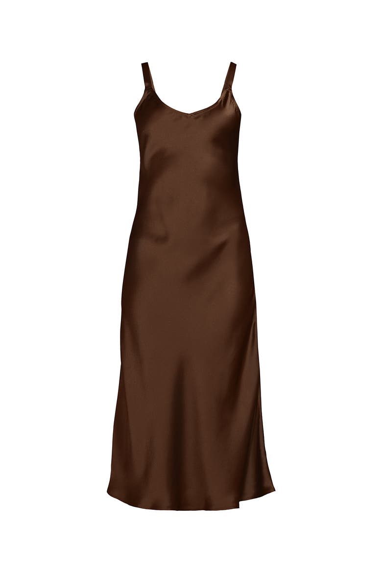 Satin Slip Dress, Alternate, color, Tree Bark