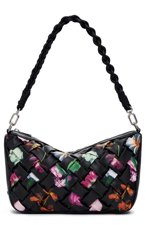 Floral Woven Shoulder Bag