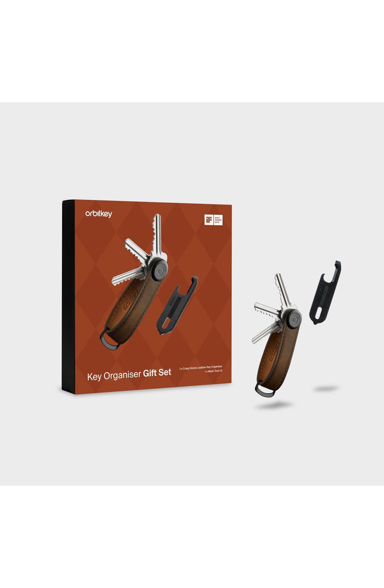 Orbitkey CrazyHorse Key Organiser + Multitool v2 Set, Main, color, Oak Brown