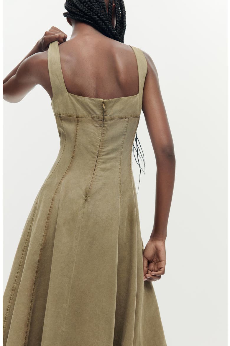 Sleeveless Denim A-Line Dress, Alternate, color, SAND