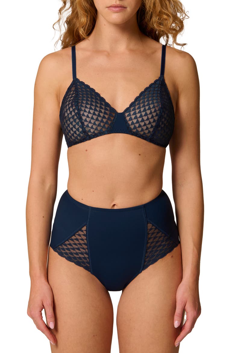 Subtile Triangle Wirefree Bra, Alternate, color, MIDNIGHT
