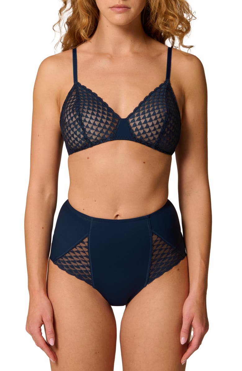 Simone Perele Subtile Triangle Wirefree Bra, Alternate, color, Midnight